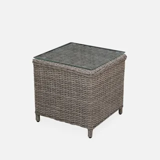 2 fauteuils jardin résine tressée ronde avec repose-pieds Barletta