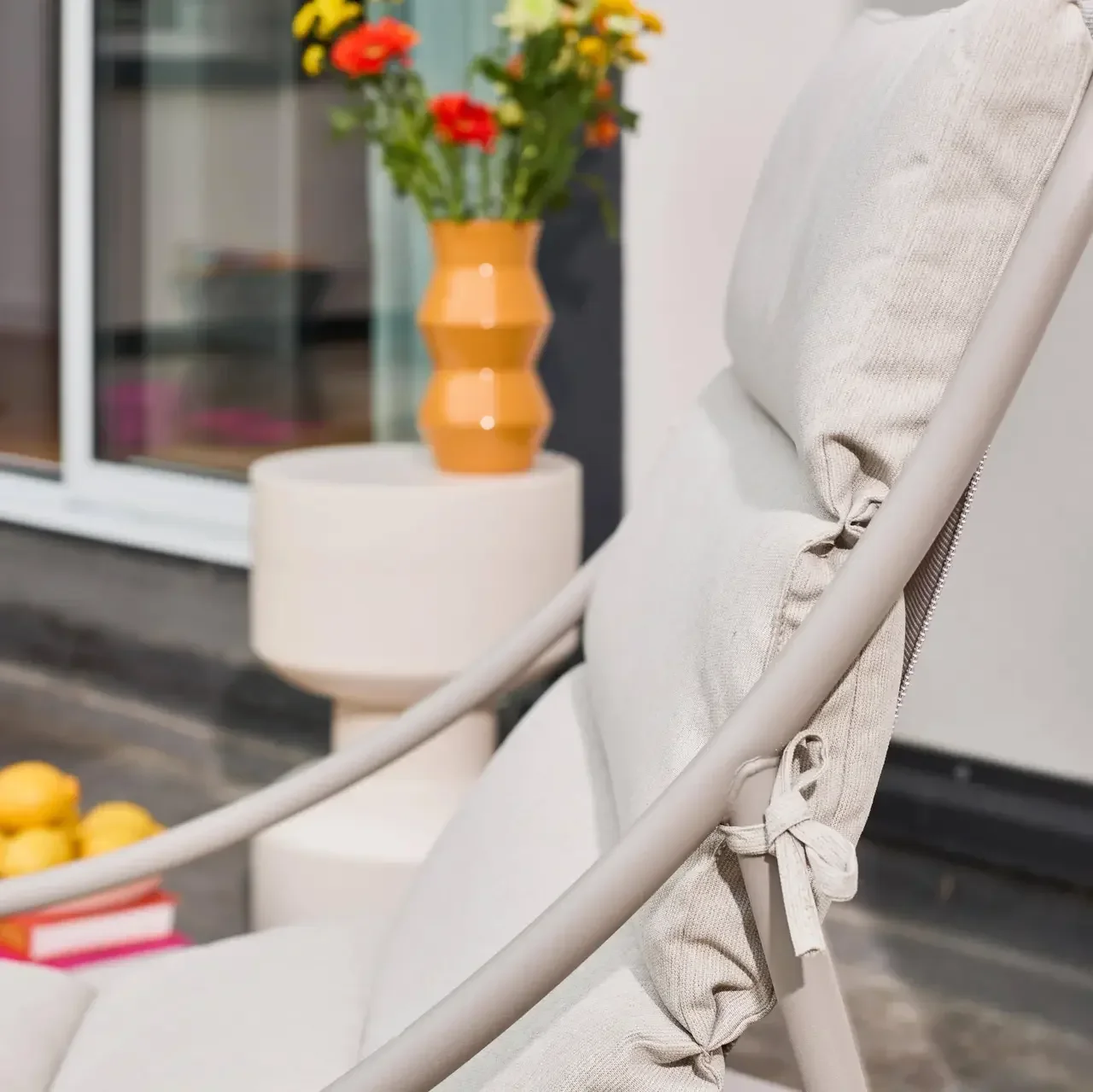 Dúo de sillones relax de acero beige para jardín - Edena