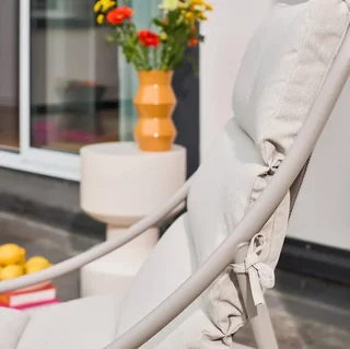 Dúo de sillones relax de acero beige para jardín - Edena