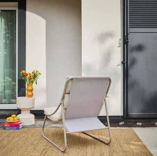 Dúo de sillones relax de acero beige para jardín - Edena