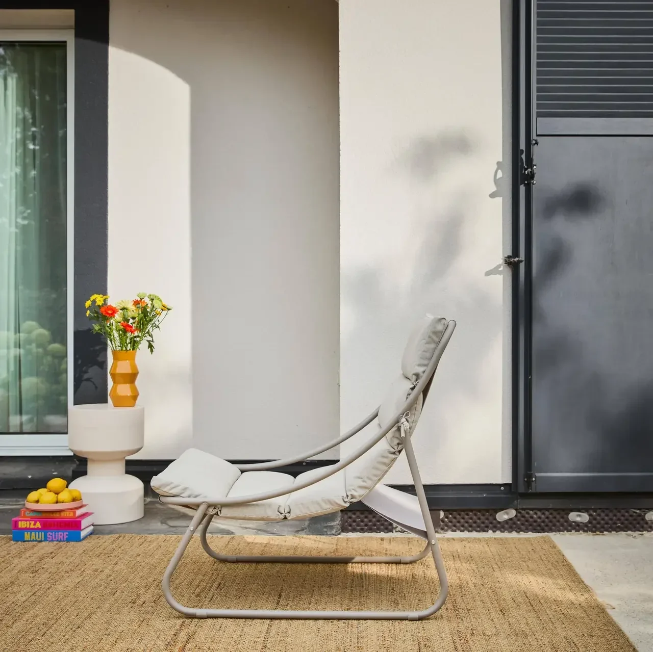 Dúo de sillones relax de acero beige para jardín - Edena