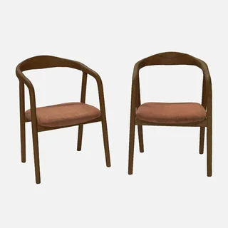 2 Retro Sessel Hevea Nussbaum Holz Cord Samt Sara Set