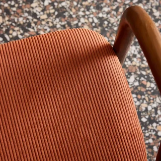 2 Retro Sessel Hevea Nussbaum Holz Cord Samt Sara Set