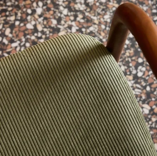 2 Retro Sessel Massivholz Kautschukbaum Nussbaum Cord-Samt Sara