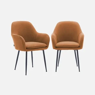 Lot de 2 fauteuils velours côtelé vintage Shella pieds métal noir
