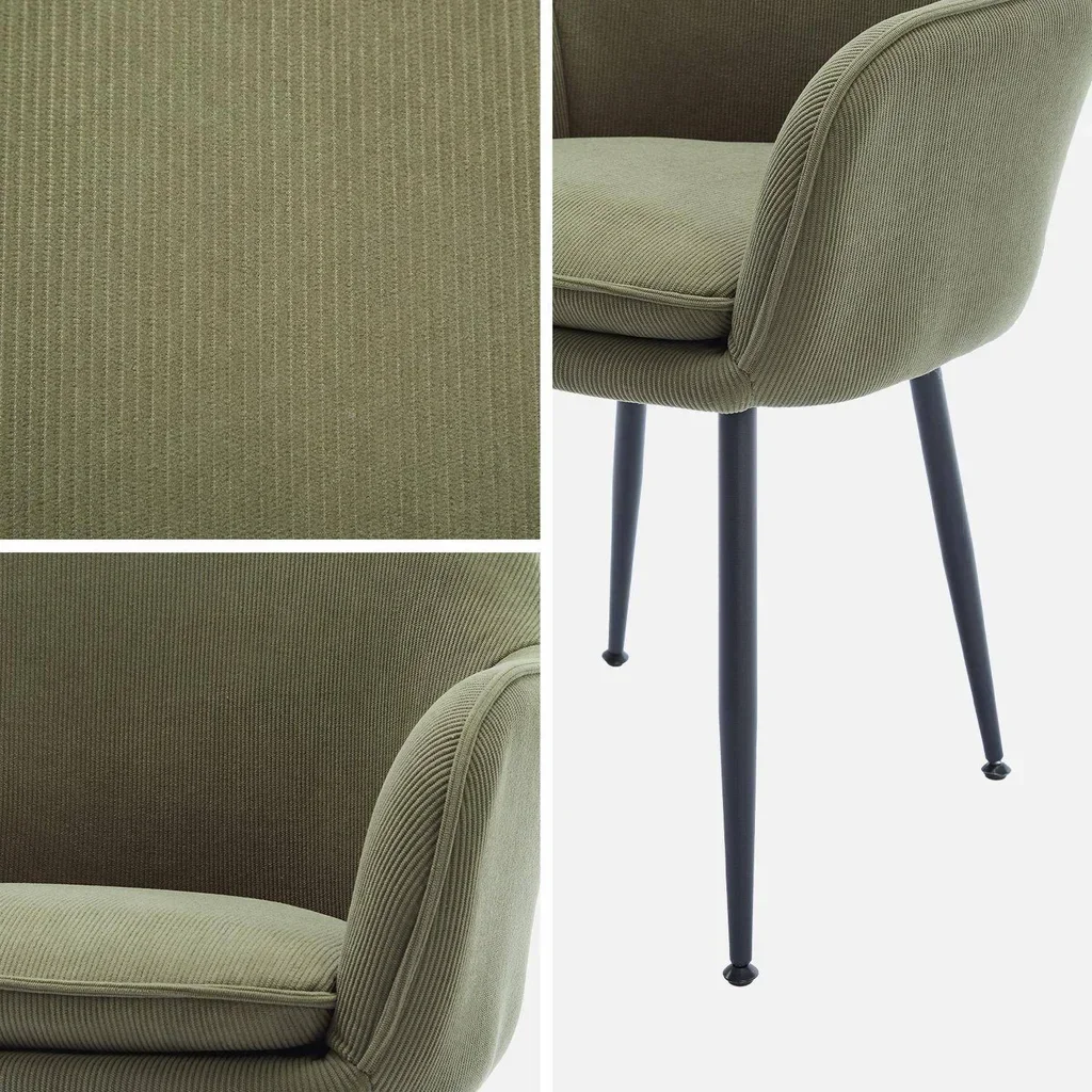 Lot de 2 fauteuils velours côtelé vintage Shella noir