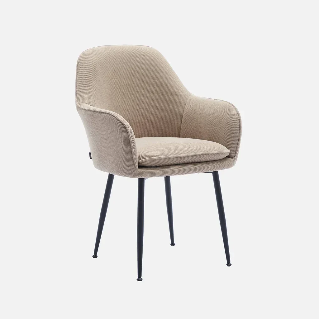 Lot de 2 fauteuils velours côtelé Shella structure métallique noir vintage