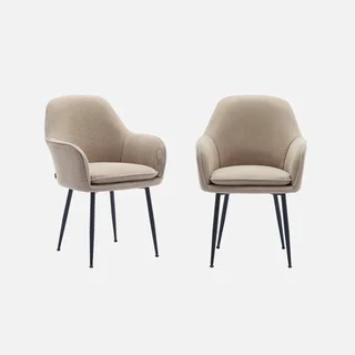 Lot de 2 fauteuils velours côtelé Shella structure métallique noir vintage