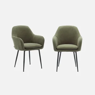 Lot de 2 fauteuils velours côtelé vintage Shella noir