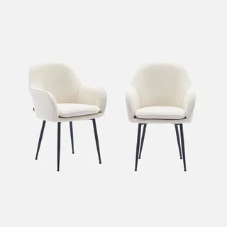 Lot de 2 fauteuils velours côtelé vintage pieds métal noir mat