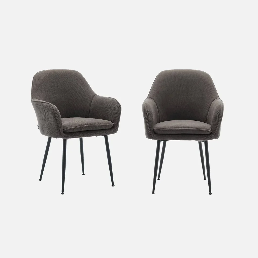 2 fauteuils velours côtelé vintage noir Shella