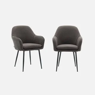 2 fauteuils velours côtelé vintage noir Shella
