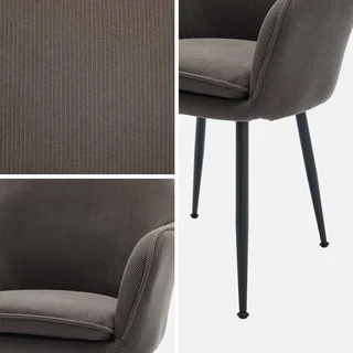 2 fauteuils velours côtelé vintage noir Shella