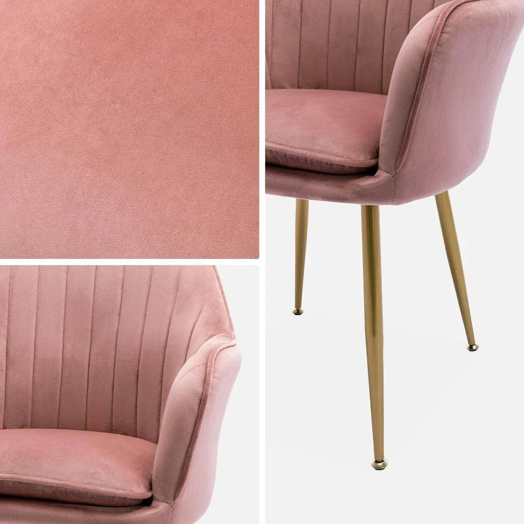 Lot de 2 fauteuils velours blanc cassé pieds métal doré design vintage
