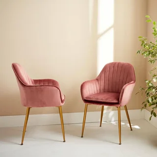 Lot de 2 fauteuils velours blanc cassé pieds métal doré design vintage