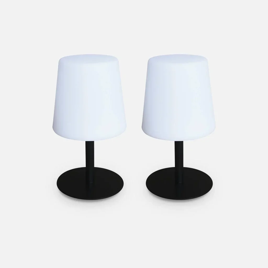 Lot 2 lampes LED table 16 cm intérieur extérieur nomades autonomes