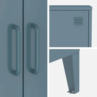 Lot de 2 meubles de rangement métalliques style industriel Soho - commode et armoire 2 portes