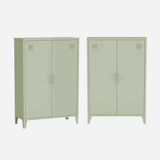 Lot 2 meubles rangement métal commode armoire 2 portes style industriel Soho