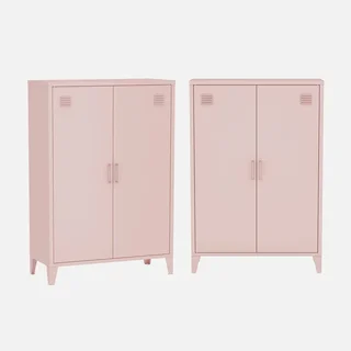 Lot 2 meubles rangement métal industriel commode armoire 2 portes Soho