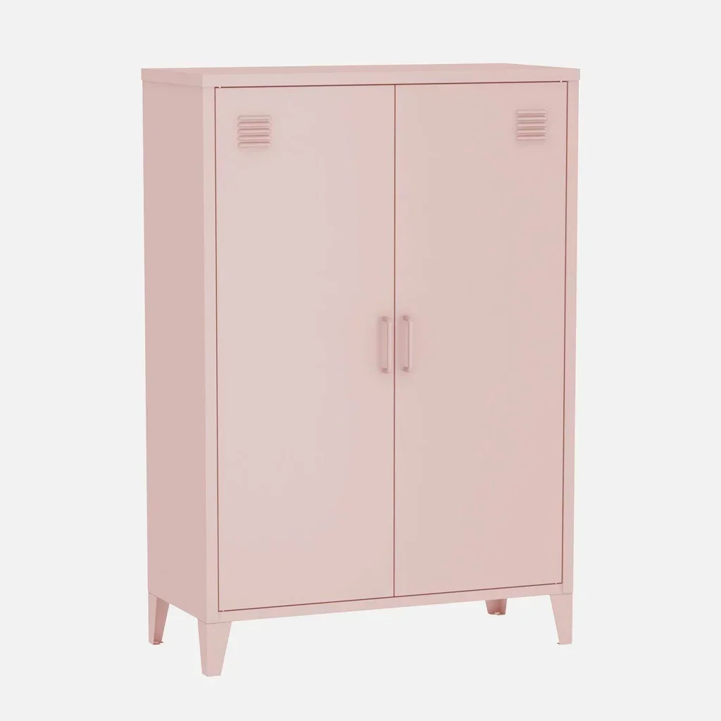 Lot 2 meubles rangement métal industriel commode armoire 2 portes Soho