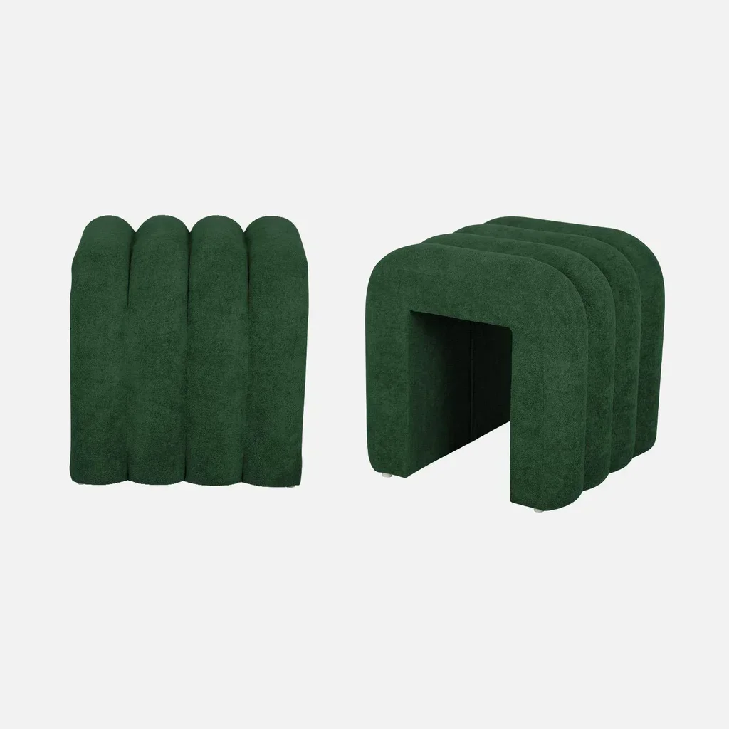 Conjunto de 2 pufes de design moderno em tecido bege ITO - assento quadrado com cantos arredondados 40 cm