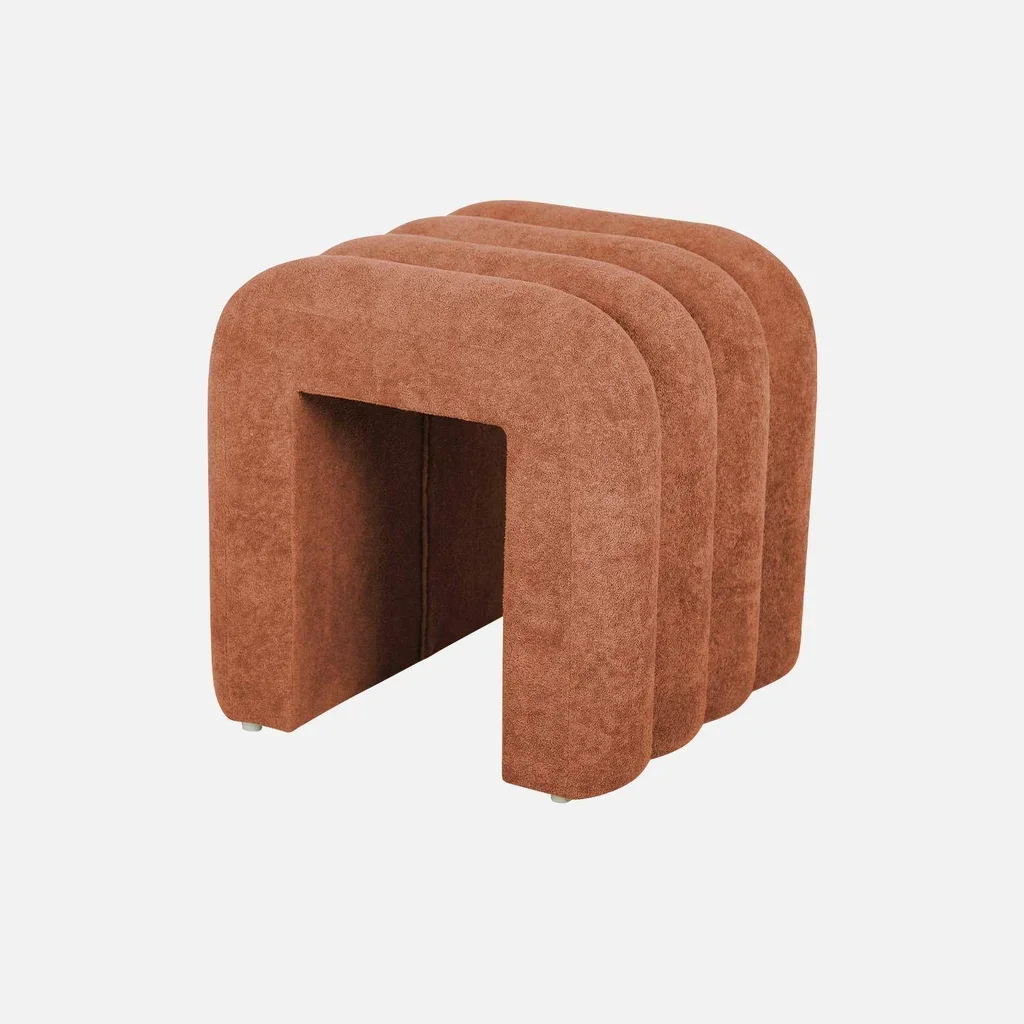 Conjunto de 2 pufes de design moderno ITO bege em tecido 40x38cm