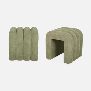 Conjunto de 2 pufes design bege tecido moderno ITO 40 cm