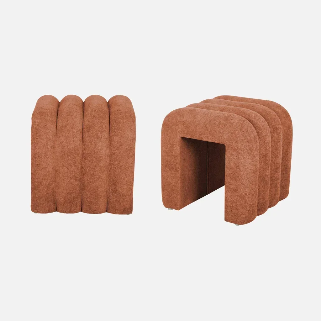 Conjunto de 2 pufes de design moderno ITO bege em tecido 40x38cm