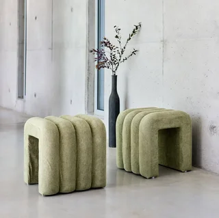 Conjunto de 2 pufes design bege tecido moderno ITO 40 cm