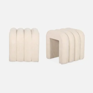 Conjunto de 2 pufes design moderno em tecido bege ITO 40 cm