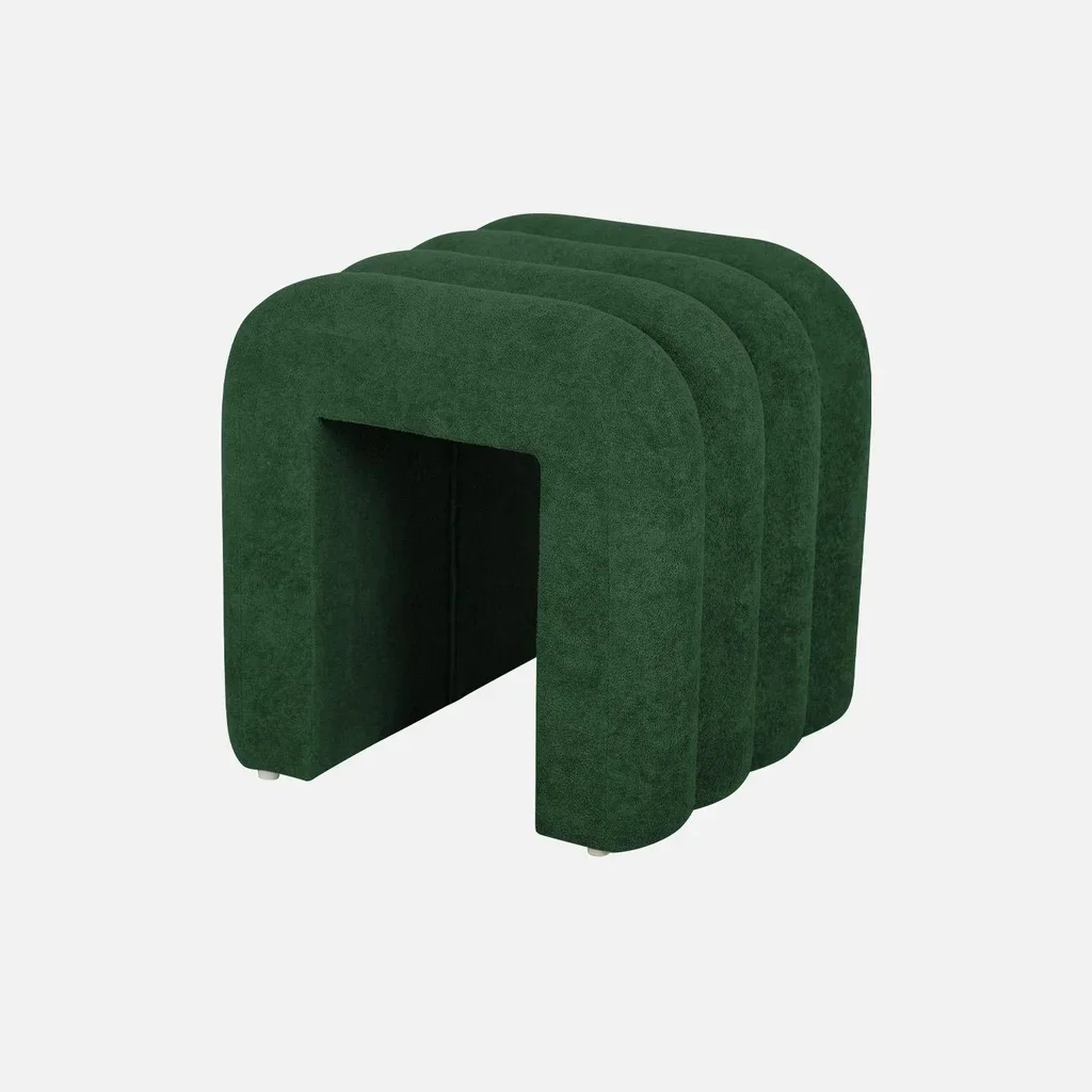 Conjunto de 2 pufes de design moderno em tecido bege ITO - assento quadrado com cantos arredondados 40 cm