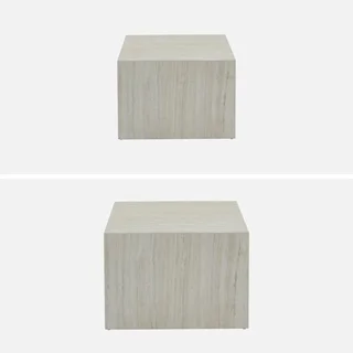 Lot de 2 tables d'appoint encastrables carrées effet marbre Paros