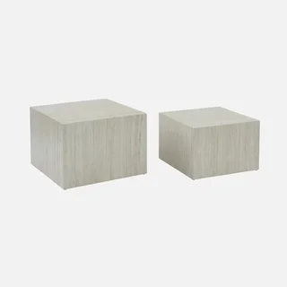 Lot de 2 tables d'appoint encastrables carrées effet marbre Paros