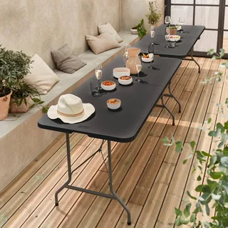 Lot de 2 tables d'appoint pliantes en plastique 180cm pour réception