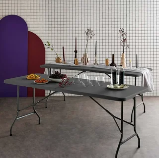 Lot de 2 tables d'appoint pliantes en plastique 180cm pour réception
