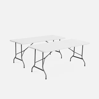 Lot de 2 tables d'appoint pliantes 180cm plastique réception intérieur extérieur