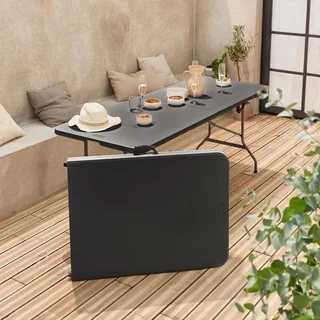Lot de 2 tables d'appoint pliantes en plastique 180cm pour réception