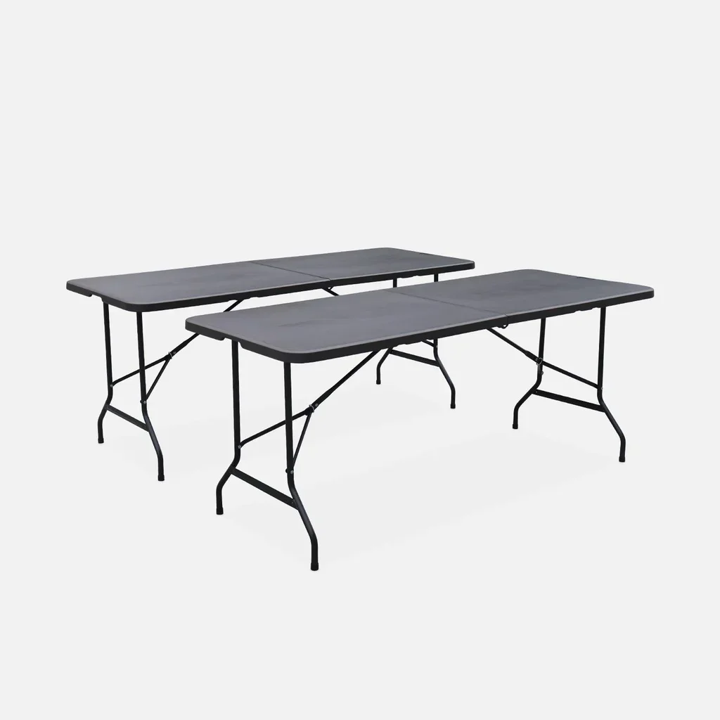 Lot de 2 tables d'appoint pliantes en plastique 180cm pour réception
