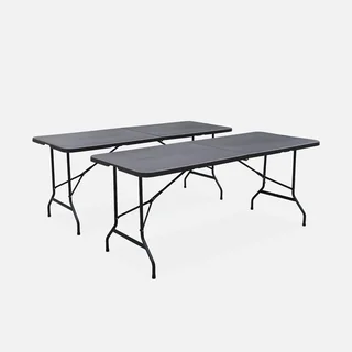 Lot de 2 tables d'appoint pliantes en plastique 180cm pour réception