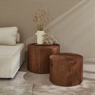 2er Set Runde Satztische Holz Wohnzimmer Zeitgenössisch