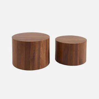2er Set Runde Satztische Holz Wohnzimmer Zeitgenössisch