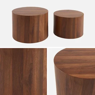 2er Set Runde Satztische Holz Wohnzimmer Zeitgenössisch