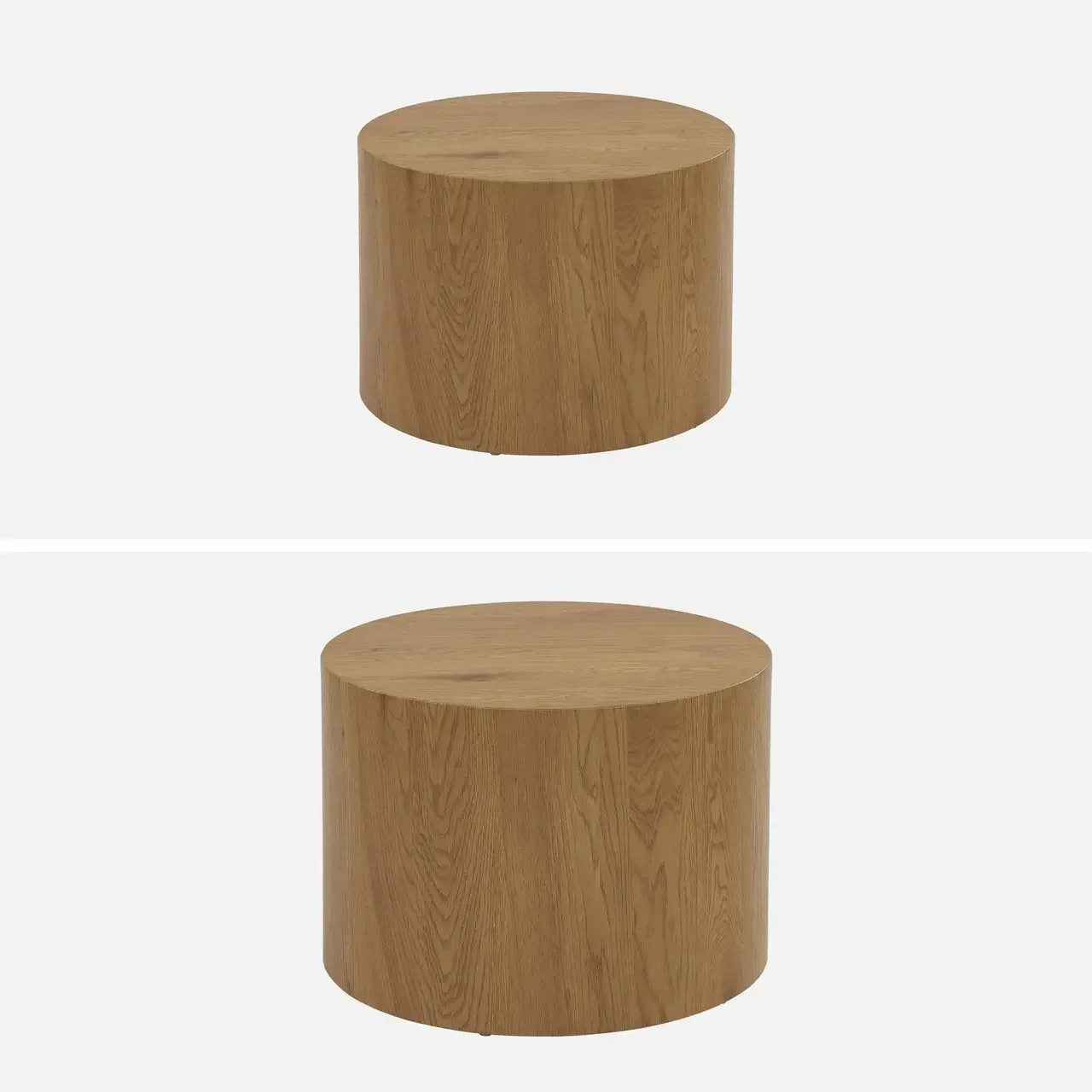 2er Set Runde Satztische Holzoptik für Modernes Wohnzimmer