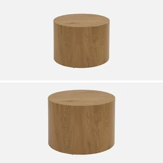 2er Set Runde Satztische Holzoptik für Modernes Wohnzimmer