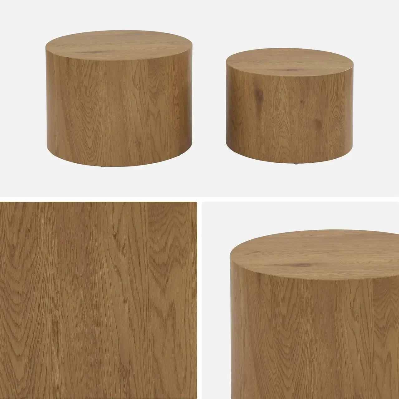 2er Set Runde Satztische Holzoptik für Modernes Wohnzimmer