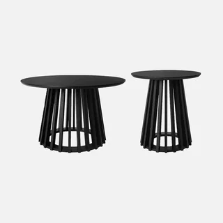 2 tables basses rondes Ø40 et Ø60 cm design bois sapin massif salon contemporain