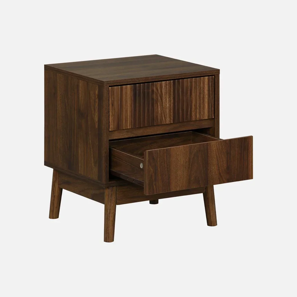 Lot de 2 tables de chevet scandinaves 2 tiroirs bois Linear