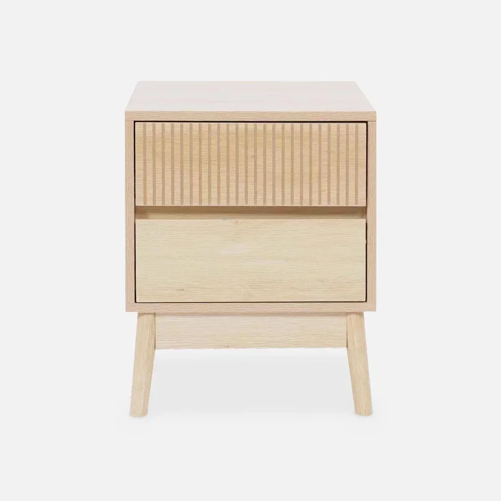 Table de chevet scandinave 2 tiroirs bois - Lot de 2