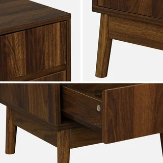 Lot de 2 tables de chevet scandinaves 2 tiroirs bois Linear