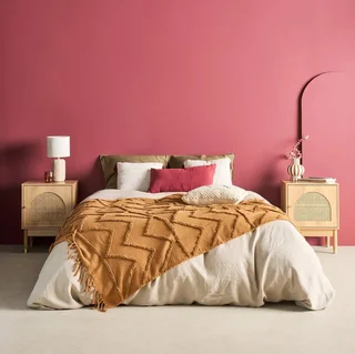 2er Set Holz Rattan Gold Nachttische Boho Chic Stil Judith